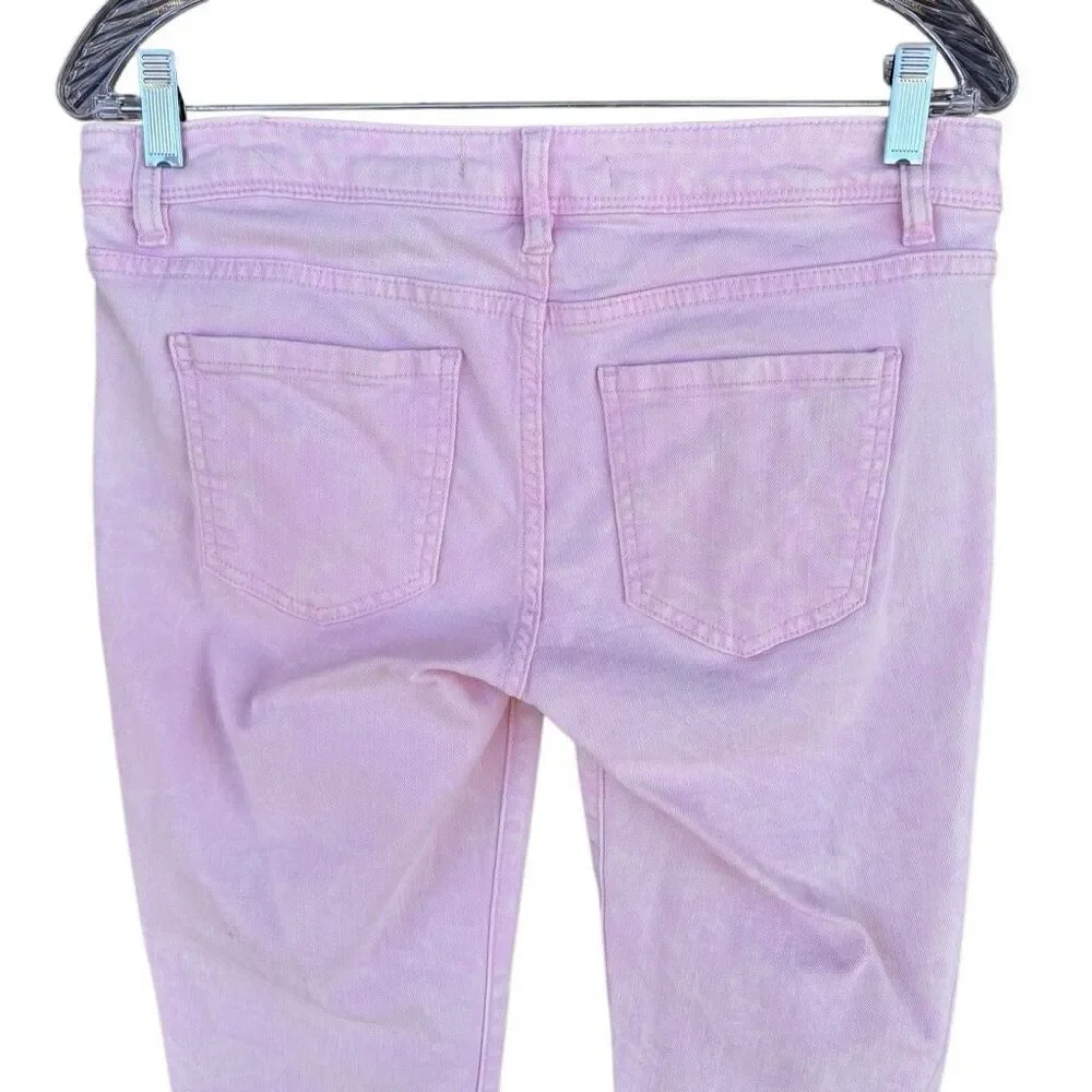 Life In Progress Pink Acid Denim Skinny Jeans Women’s Size 28 Zip Ankle Boot - Picture 6 of 8